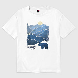 Футболка оверсайз женская Животные в горах, цвет: белый