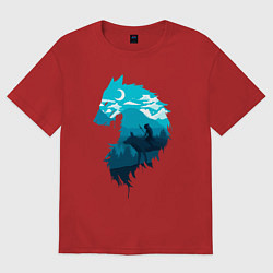 Женская футболка оверсайз Принцесса Мононоке волчий силуэт