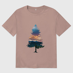 Женская футболка оверсайз Лес в ёлке