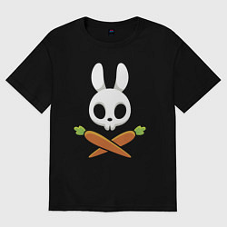 Женская футболка оверсайз Череп кролика с двумя морковками