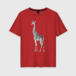 Футболка оверсайз женская Грация жирафа, цвет: красный