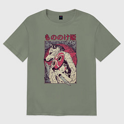 Футболка оверсайз женская ПРИНЦЕССА МОНОНОКЕPRINCESS MONONOKE, цвет: авокадо