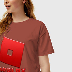Футболка оверсайз женская ROBLOX логотип красный градиент, цвет: кирпичный — фото 2