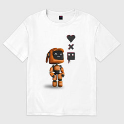 Женская футболка оверсайз Оранжевый робот с логотипом LDR