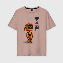 Женская футболка оверсайз Оранжевый робот с логотипом LDR