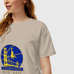 Футболка оверсайз женская Champions - Warriors, цвет: миндальный — фото 2