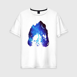 Футболка оверсайз женская Череп Тираннозавра Космос, цвет: белый