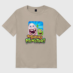 Женская футболка оверсайз My singing monsters мамунт и зерномех