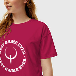 Футболка оверсайз женская Символ Quake и круглая надпись Best Game Ever, цвет: маджента — фото 2