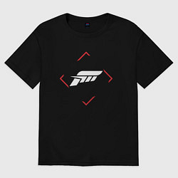 Женская футболка оверсайз Символ Forza Horizon в красном ромбе