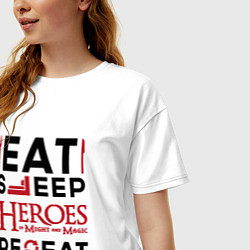 Футболка оверсайз женская Надпись: Eat Sleep Heroes of Might and Magic Repea, цвет: белый — фото 2