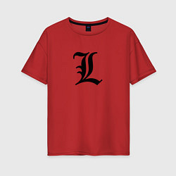 Женская футболка оверсайз Японский логотип буквы Л минимализм