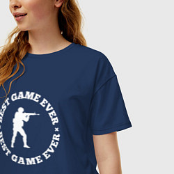 Футболка оверсайз женская Символ Counter Strike и круглая надпись Best Game, цвет: тёмно-синий — фото 2