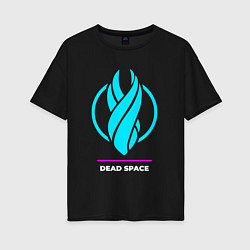 Футболка оверсайз женская Символ Dead Space в неоновых цветах, цвет: черный