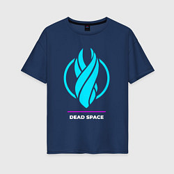 Футболка оверсайз женская Символ Dead Space в неоновых цветах, цвет: тёмно-синий