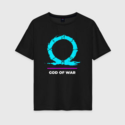 Женская футболка оверсайз Символ God of War в неоновых цветах