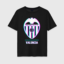 Футболка оверсайз женская Valencia FC в стиле Glitch, цвет: черный