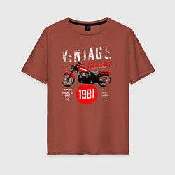 Женская футболка оверсайз Винтажная классика 1981 мотоцикл