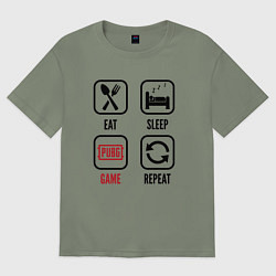 Футболка оверсайз женская Eat Sleep PUBG Repeat, цвет: авокадо