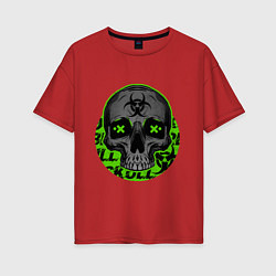 Футболка оверсайз женская SKULL TOXIC, цвет: красный