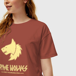 Футболка оверсайз женская Космические волки лого винтаж, цвет: кирпичный — фото 2