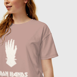 Футболка оверсайз женская Железные руки лого винтаж, цвет: пыльно-розовый — фото 2