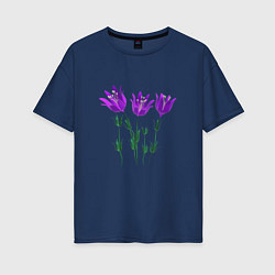 Женская футболка оверсайз Flowers purple white light