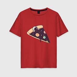 Футболка оверсайз женская Space - Pizza, цвет: красный