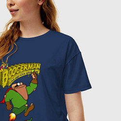 Футболка оверсайз женская Boogerman - red pepper fly, цвет: тёмно-синий — фото 2