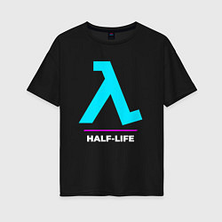 Футболка оверсайз женская Символ Half-Life в неоновых цветах, цвет: черный