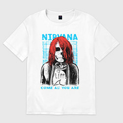 Футболка оверсайз женская Kurt Cobain skull, цвет: белый