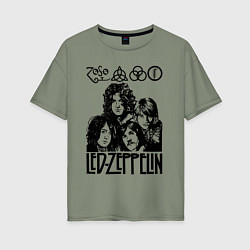 Футболка оверсайз женская Led Zeppelin Black, цвет: авокадо