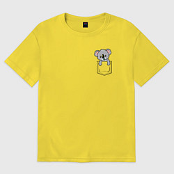Футболка оверсайз женская Коала в кармашке, цвет: желтый