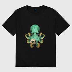 Футболка оверсайз женская Футбол - Зелёный Осьминог, цвет: черный