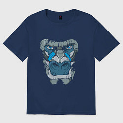 Футболка оверсайз женская Горилла голубая, цвет: тёмно-синий