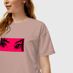 Футболка оверсайз женская Anime Sad Eye, цвет: пыльно-розовый — фото 2