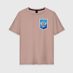 Футболка оверсайз женская Синий герб России, цвет: пыльно-розовый