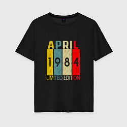 Футболка оверсайз женская 1984 - Апрель, цвет: черный