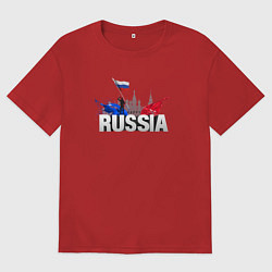 Женская футболка оверсайз Russia объемный текст