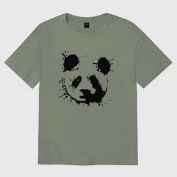 Футболка оверсайз женская Прикольный панда - клякса, цвет: авокадо