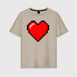 Женская футболка оверсайз Пиксельное сердце-здоровье - Красный