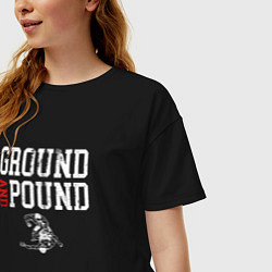 Футболка оверсайз женская Ground And Pound Добивание ММА, цвет: черный — фото 2