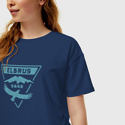 Футболка оверсайз женская Эльбрус 5642 лого, цвет: тёмно-синий — фото 2