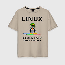 Женская футболка оверсайз Пингвин линукс