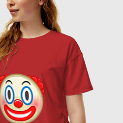 Футболка оверсайз женская Эмодзи Клоун, цвет: красный — фото 2