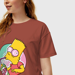 Футболка оверсайз женская Барт Симпсон пьёт лимонад, цвет: кирпичный — фото 2