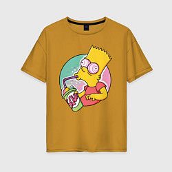 Женская футболка оверсайз Барт Симпсон пьёт лимонад
