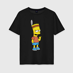 Женская футболка оверсайз Барт Симпсон - индеец