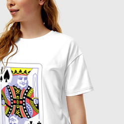 Футболка оверсайз женская Игральная карта - Король, цвет: белый — фото 2