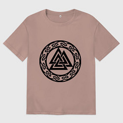 Женская футболка оверсайз Валькнут - символ Одина